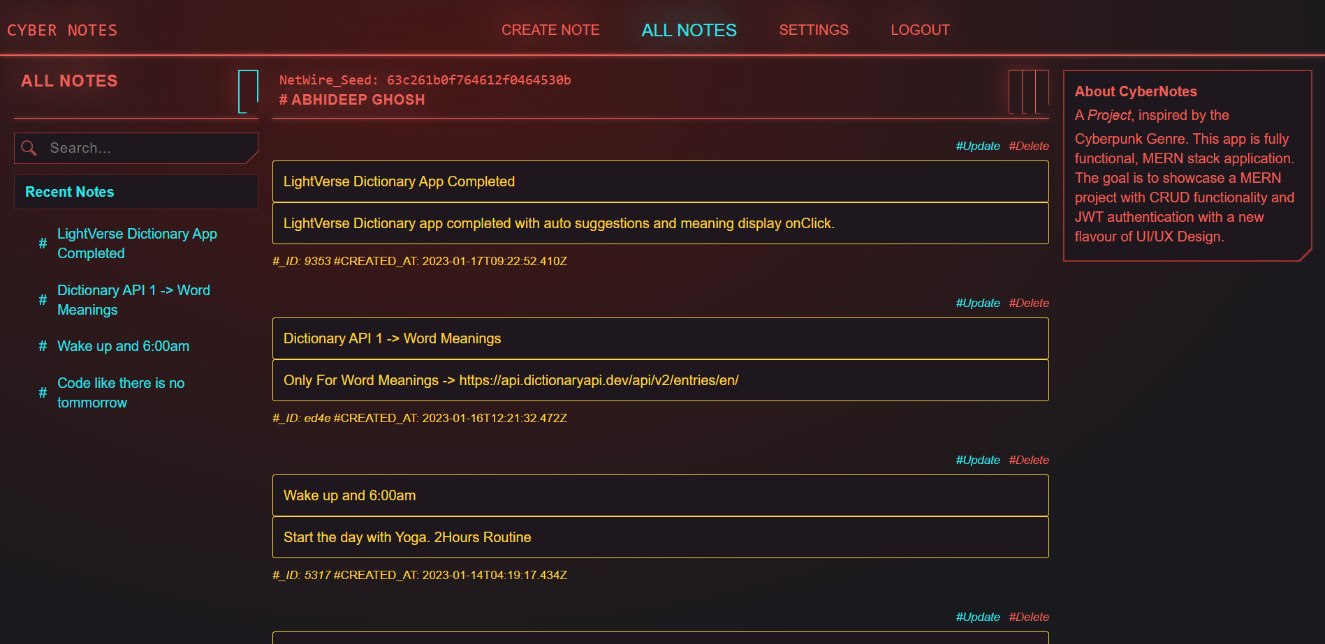 CyberNotes - Note App For Cyberpunk Fans (MERN) 